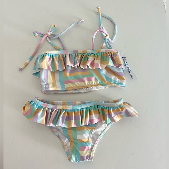 Kenny Flowers North Shore Girls Striped Ruffle Bikini Set 2T - Picture 2 of 4